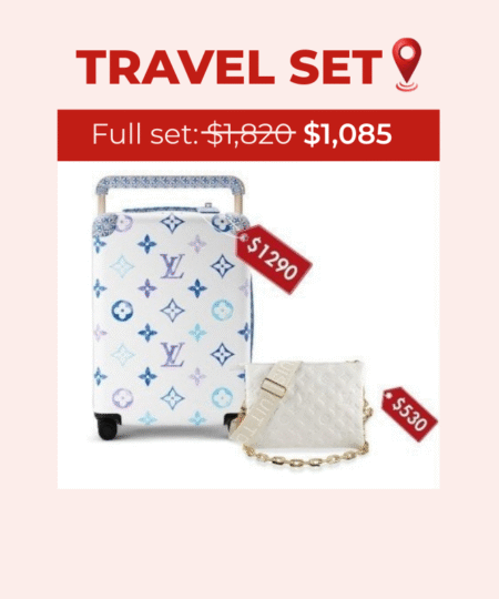 Travel Set Louis Vuitton: Horizon 55 Suitcase White + Coussin PM Monogram Embossed