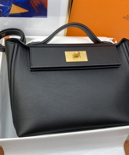 Hermes 24/24 Clemence Swift Black For Women, Women’s Handbags, Shoulder Bags 11.4in/29cm