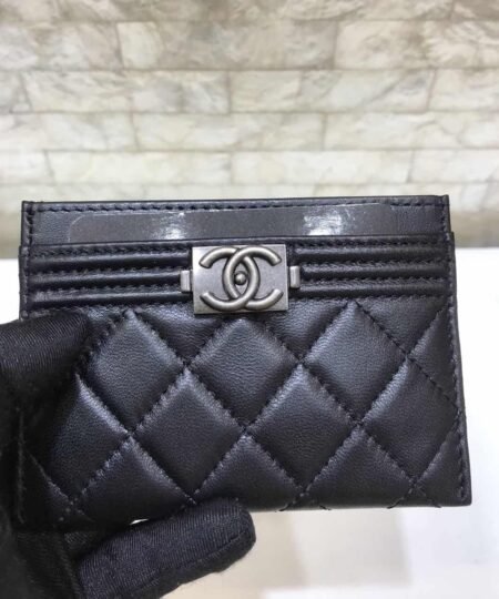 Alternative view of Chanel CO-CO Card Holder Wallet 11cm/4.3in Silver Hardware For Women Black