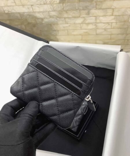 Alternative view of Chanel CO-CO Classic Card Holder 19cm/7.5in Silver Hardware For Women Black