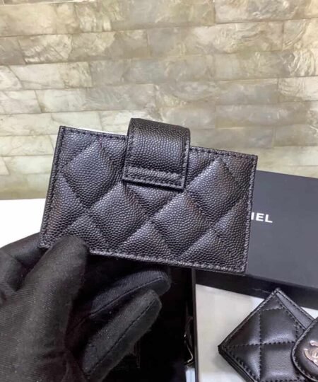 Alternative view of Chanel CO-CO Card Holder Wallet 10cm/4in Silver Hardware For Women Black