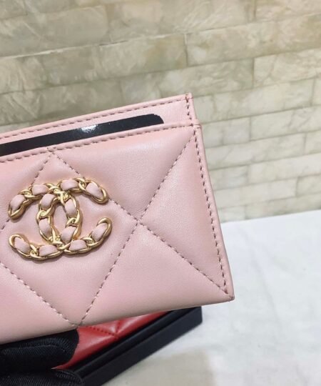 Alternative view of Chanel CO-CO 19 Card Holder Wallet 11cm/4.3in Gold Toned Hardware For Women Pink