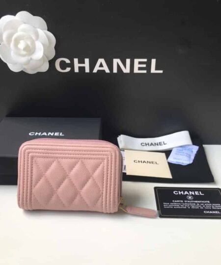 Alternative view of Chanel CO-CO Boy Chanel Zipped Coin Purse 11cm/4.3in Gold Toned Hardware For Women White