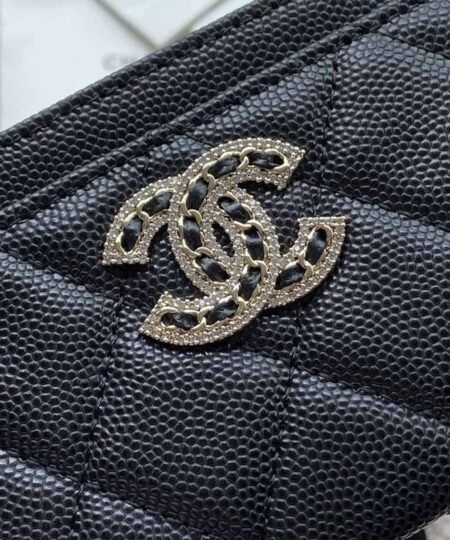 Alternative view of Chanel CO-CO Card Holder 11cm/4.3in Silver Hardware For Women Black