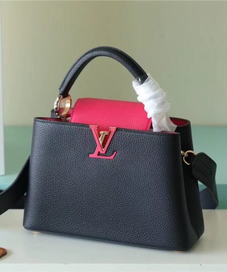 Louis Vuitton Capucines BB Taurillon Black/ Rose Berlingot For Women, Women’s Bags, Shoulder And Crossbody Bags 10.6in/27cm LV