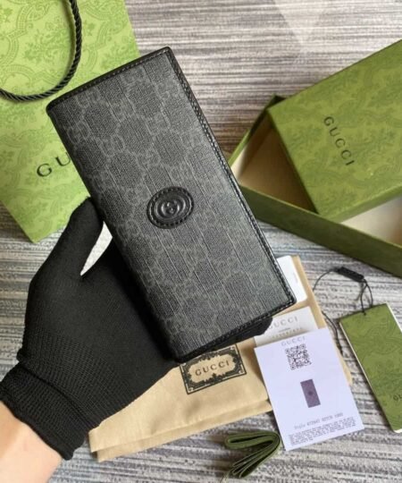 Gucci Marmont Long ID Wallet With Interlocking G Black For Men 7in/18cm GG
