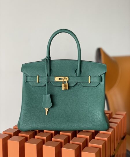 Hermes Birkin Nata Swift Dark Green For Women Gold Toned Hardware 11.8in/30cm
