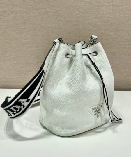 Prada Bucket Bag White For Women, Women’s Bags 9.8in/25cm 1BE060_2DKV_F0009_V_3OO