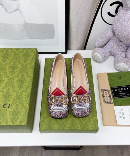 Gucci Lovelight Crystal Ballet Flat With Horsebit Multicolor For Women GG 707703 KSP20 8461