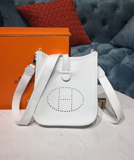 Alternative view of Hermes Evelyne II TPM Bag White For Women Silver Toned Hardware 7.9in/20cm
