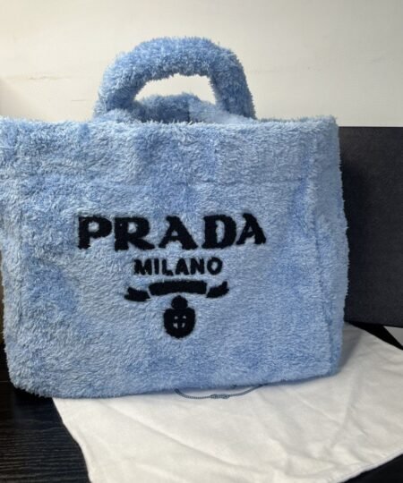 Prada Terry Tote Bag Blue For Women, Women’s Bags 15.7in/40cm 1BG130_2DXO_F0D4O_V_MWO