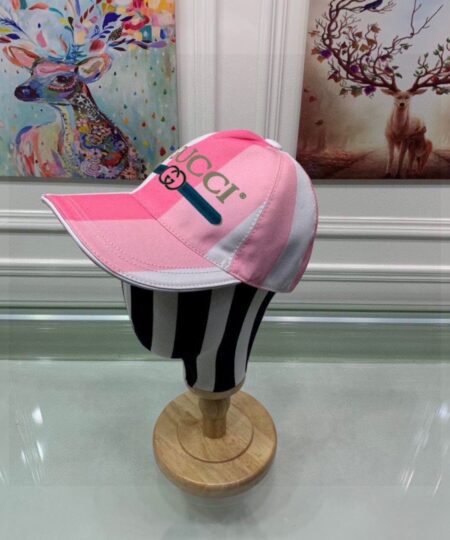 Gucci Canvas Baseball Hat White And Pink GG Hat