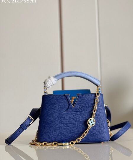 Louis Vuitton Capucines Mini Blue For Women, Women’s Handbags, Shoulder Bags And Crossbody Bags 8.3in/21cm LV Louis Vuitton