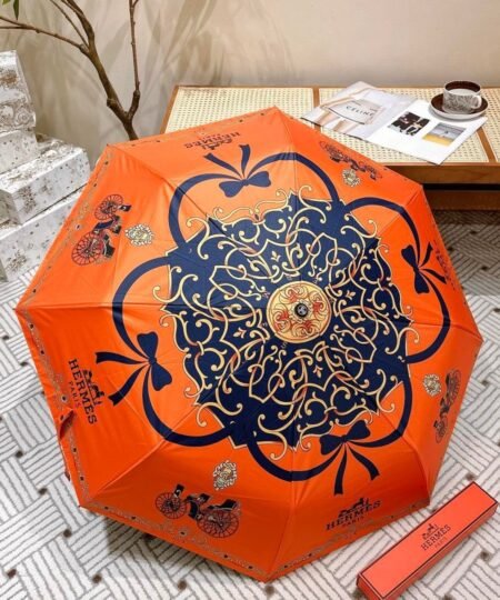 Hermes Automatic Folding Umbrella Orange