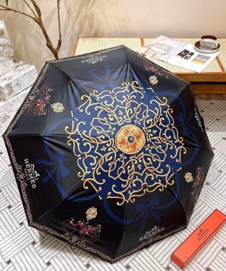 Hermes Automatic Folding Umbrella Black