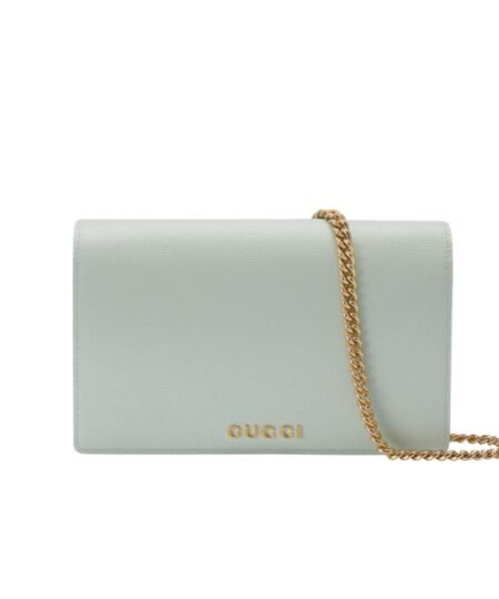 Gucci Chain Wallet With Script Light Green For Women 20cm / 7.8in 772643 0OP0N 3401