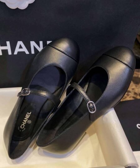 Chanel Interlocking CC Logo Mary Jane Flats Black For Women