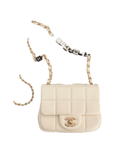 Mini Flap Bag White/Black For Women 6.2in/17cm AS2484