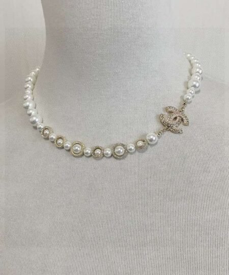 Alternative view of Chanel Pearl Bow Necklace White For Women