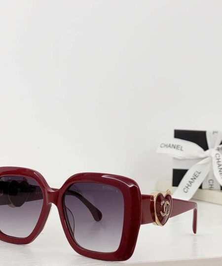Chanel Square Heart CC Sunglasses Red For Women