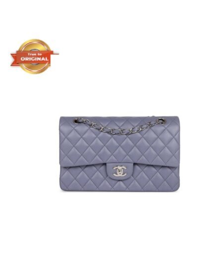 [True-to-ORIGINAL] Chanel Medium Classic Double Flap Bag Purple For Women 10in/25.5cm