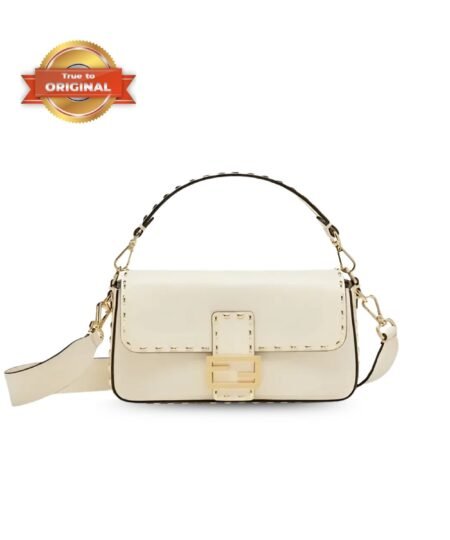 [True-to-ORIGINAL] Fendi Mon Baguette Medium White Bag For Woman 28cm/11in 8BR600AHMQF1FIR