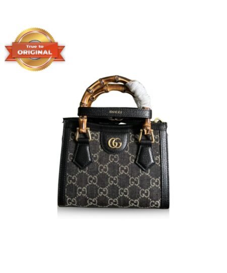 [True-to-ORIGINAL] Gucci Diana Jumbo GG Mini Tote Bag Handbag Canvas Lining Black For Women 7.9in/20cm GG 655661 UKMFT 2672