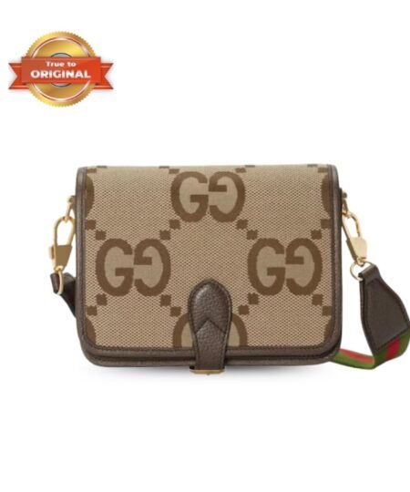[True-to-ORIGINAL] Gucci Jumbo GG Canvas Shoulder Bag Camel/Ebony For Women 7.9in/20cm 699438 UKMDG 2570
