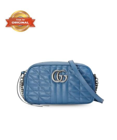 [True-to-ORIGINAL] Gucci Marmont Matelasse Shoulder Bag Blue For Women, Women’s Bags 9.5in/24cm GG 634936 UM8BF 4340