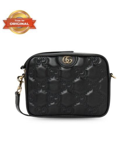 [True-to-ORIGINAL] Gucci Matelasse Shoulder Bag Black For Women 8.5in/22cm GG 702234 UM8HG 1046