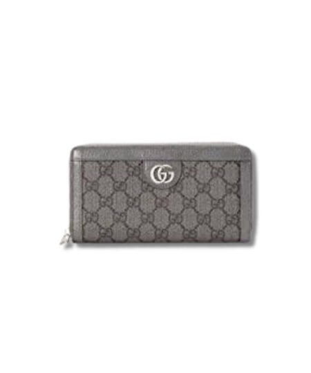 Gucci Ophidia Zip Around Wallet Supreme Canvas Grey For Men 7.5in/19cm ???706844 UULBN 1244