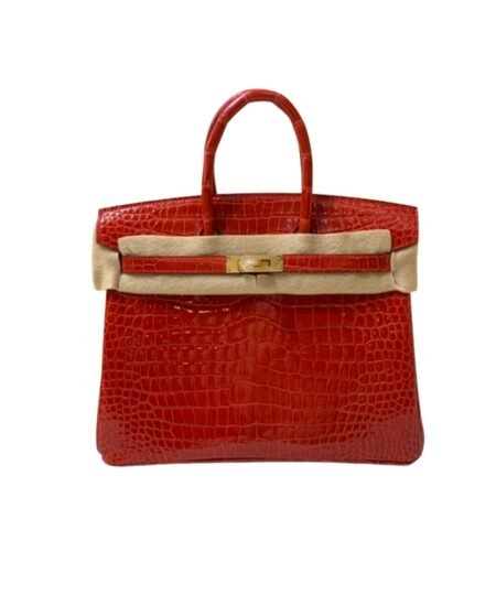 Hermes Braise Crocodile Birkin 30 Handbag Red For Women 30cm / 11.8in