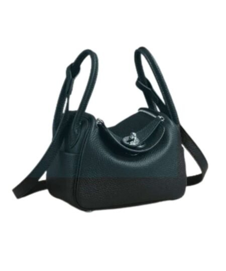Hermes Lindy Mini Black/Dark Green For Women 19cm / 7.4in