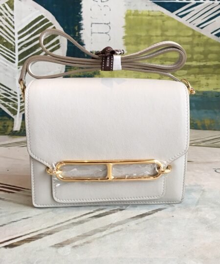 Hermes Mini Evercolor Sac Roulis 19 White Gold Hardware For Women 7.5in/19cm