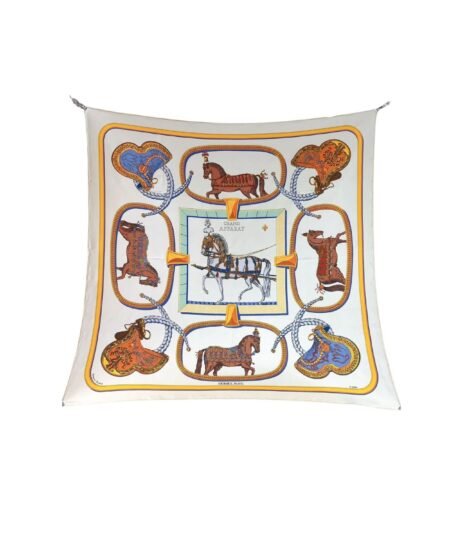 Hermes Les Parfums Monochrome Silk Scarf White For Women