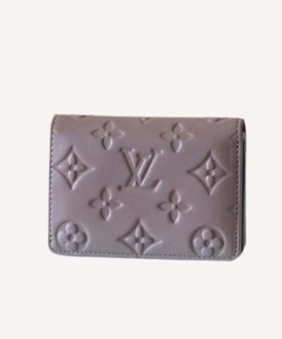 Lou Wallet Monogram Embossed Light Brown For Women 4.3in/11cm