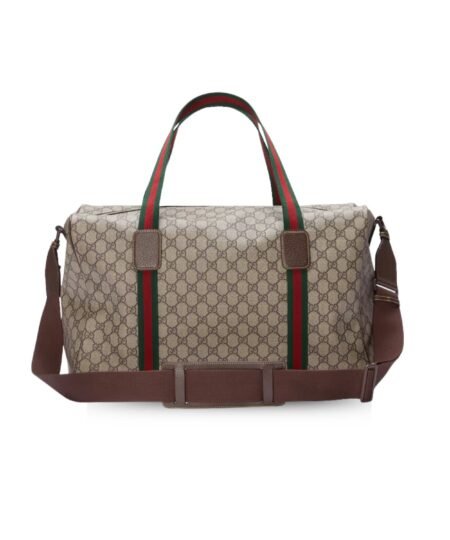 Gucci Medium Duffle Bag With Web Beige For Women 17.9 In/ 45.5 Cm 758664 FACK7 9768