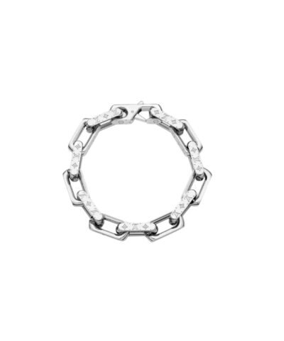 Louis Vuitton Monogram Chain Bracelet Silver Tone For Men M00308