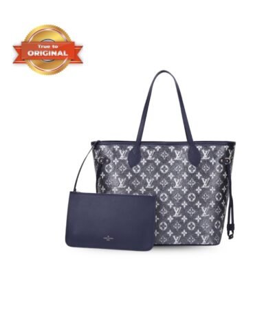 [True-to-ORIGINAL] Louis Vuitton Neverfull MM Monogram Jacquard Denim Totes Bag Grey For Women 12.2in/31cm M21465