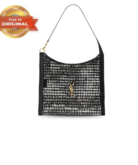 [True-to-ORIGINAL] Saint Laurent Oxalis Bag In Raffia Macramé Black For Women 15.7 Inches/ 40 Cm 781289GAAEA1000