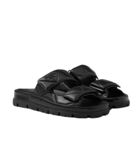 Prada Padded Nappa Sandals Black For Women 1XX701_038_F0002_F_020