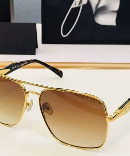 Prada Letter Logo Sunglasses Gold For Women