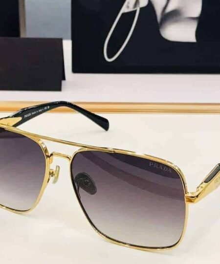 Prada Letter Logo Sunglasses Gold For Women