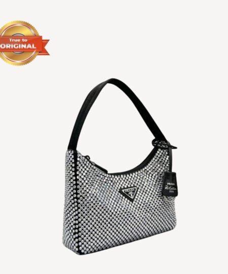[True-to-ORIGINAL] Prada Satin Mini-Bag With Crystals Silver For Women 8.6in/22cm 1BC515_2AWL_F0T7O_V_OOO