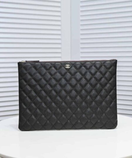 Chanel CO-CO Classic Pouch 27cm/10.6in Gold Toned Hardware For Women Black A82545 Y04059 C3906