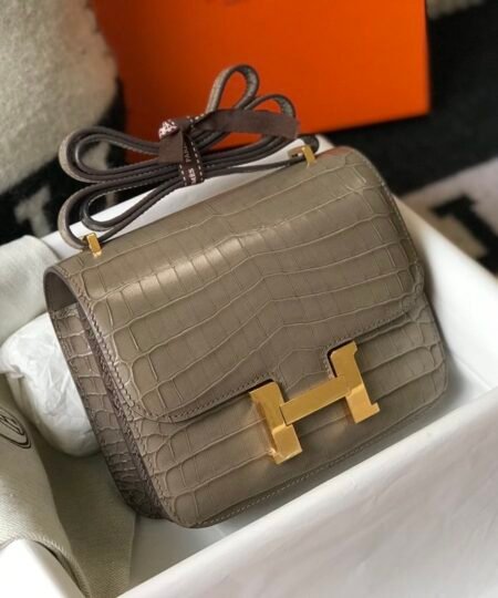 Alternative view of Hermes Mini Constance Bag Grey For Women Gold Color Hardware 7.1in/18cm