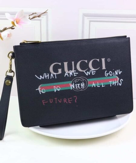 Gucci Printed Pouch Black For Men 12in/30cm GG