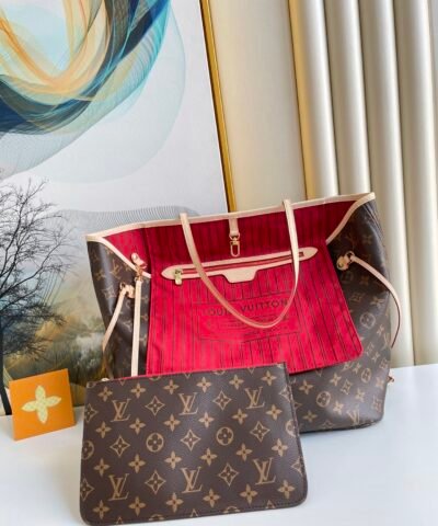 Louis Vuitton Neverfull MM Monogram Canvas Red For Women, Women’s Handbags, Shoulder Bags 12.6in/31cm LV M41178