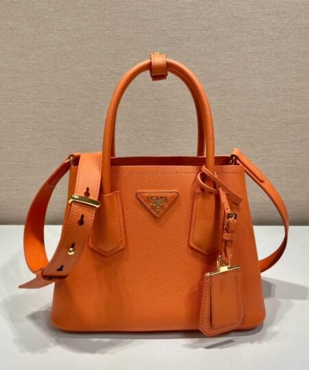 Prada Double Saffiano Mini Bag Orange For Women, Women’s Bags 9.8in/25cm 1BG443_2A4A_F0049_V_XOO