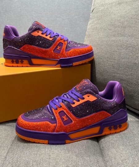Louis Vuittion LV Trainer Sneaker Purple For Men LV 1AA6QF